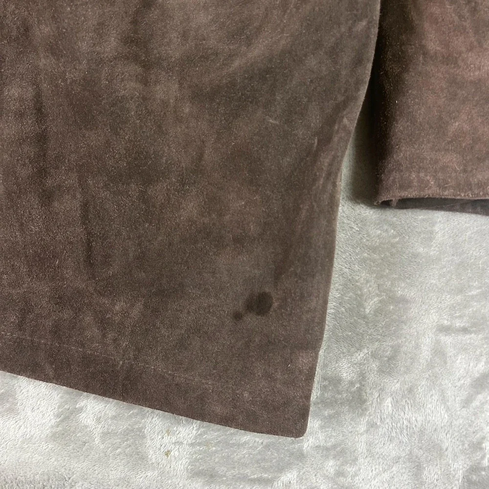 J.Crew Coat Mens Medium Brown Suede Leather Overcoat Wool Lined Single Breasted
